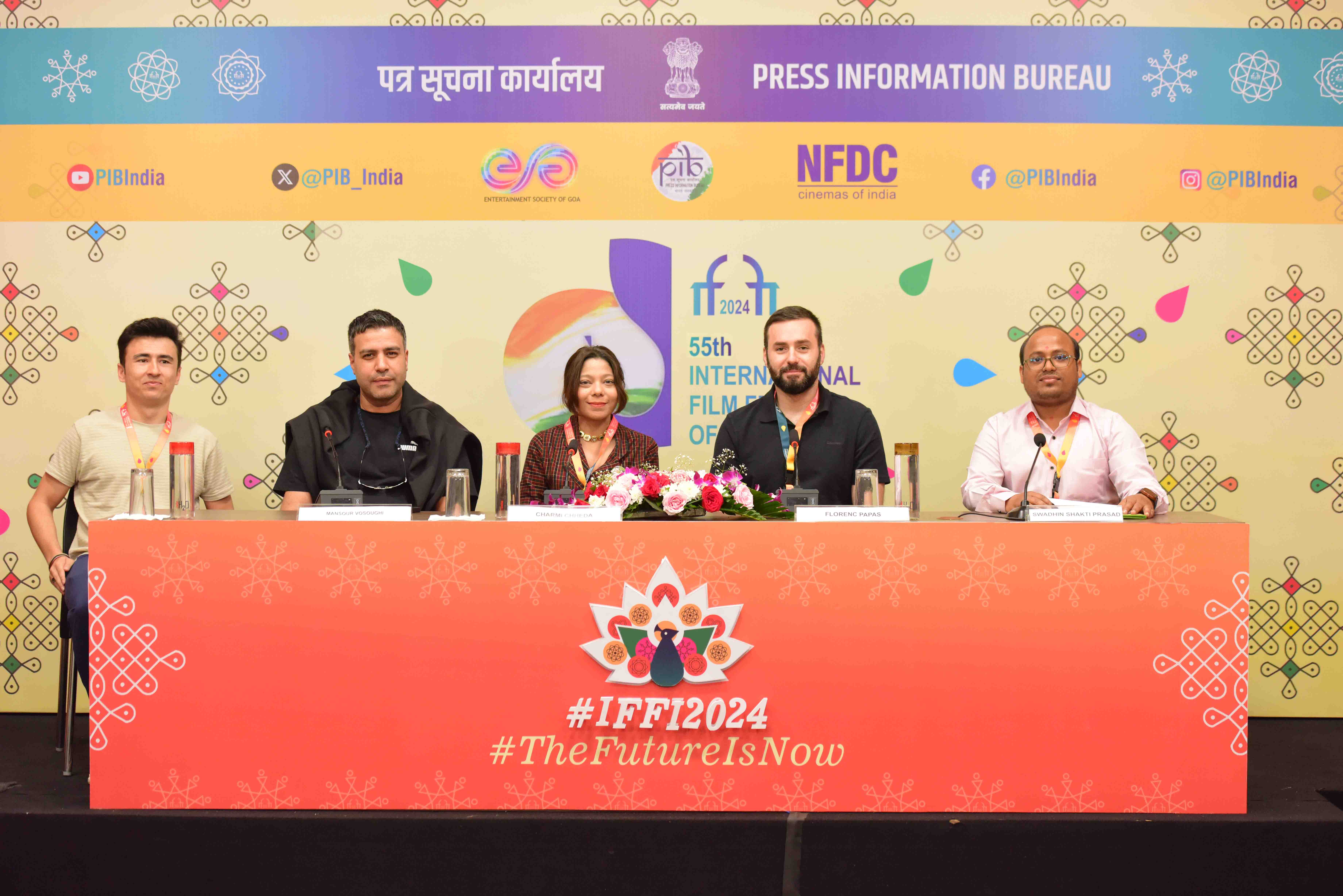 The teams of the films _With Love from Bhutan_, _Barren_, and _Luna Park_, along with a senior PIB official, attended the press conference
